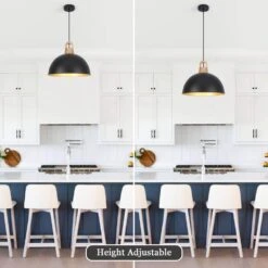 1-light Black Small Sized Pendant Light With Metal Dome Shade For Kitchen Island Dinning Room -Lamp Parts black adsensty pendant lights hd 400 b d00075 40 1000