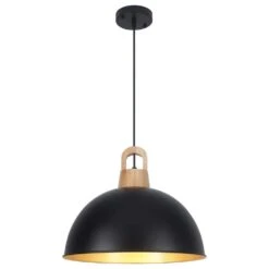 1-light Black Small Sized Pendant Light With Metal Dome Shade For Kitchen Island Dinning Room