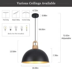 1-light Black Small Sized Pendant Light With Metal Dome Shade For Kitchen Island Dinning Room -Lamp Parts black adsensty pendant lights hd 400 b d00075 77 1000