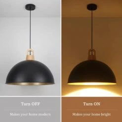 1-light Black Modern Pendant Light With Metal Dome Shade For Kitchen Island Dinning Room -Lamp Parts black adsensty pendant lights hd 500 b d00075 1d 1000