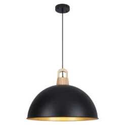 1-light Black Modern Pendant Light With Metal Dome Shade For Kitchen Island Dinning Room