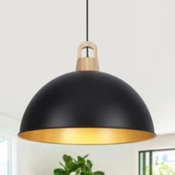 1-light Black Modern Pendant Light With Metal Dome Shade For Kitchen Island Dinning Room -Lamp Parts black adsensty pendant lights hd 500 b d00075 66 1000