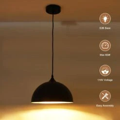 3-Light Black Pendant Light With Metal Shade, Adjustable Dome Pendant Lighting Fixtures -Lamp Parts black adsensty pendant lights hd b 3 zjd00062 1d 1000