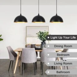 3-Light Black Pendant Light With Metal Shade, Adjustable Dome Pendant Lighting Fixtures -Lamp Parts black adsensty pendant lights hd b 3 zjd00062 77 1000