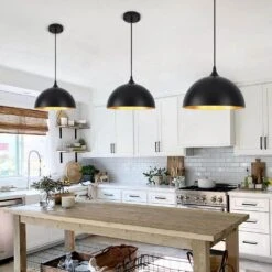 3-Light Black Pendant Light With Metal Shade, Adjustable Dome Pendant Lighting Fixtures -Lamp Parts black adsensty pendant lights hd b 3 zjd00062 a0 1000