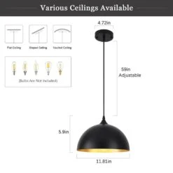 3-Light Black Pendant Light With Metal Shade, Adjustable Dome Pendant Lighting Fixtures -Lamp Parts black adsensty pendant lights hd b 3 zjd00062 c3 1000