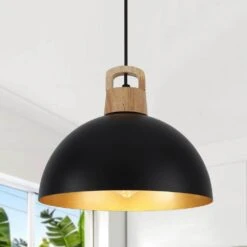 1-Light Black Vintage Pendant Light Adjustable Ceiling Hanging Lights With Metal Shade -Lamp Parts black adsensty pendant lights hd3 1 b zd00075 1d 1000