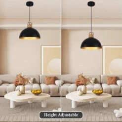 1-Light Black Vintage Pendant Light Adjustable Ceiling Hanging Lights With Metal Shade -Lamp Parts black adsensty pendant lights hd3 1 b zd00075 40 1000