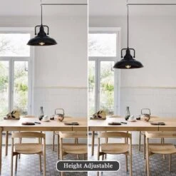 60-Watt 1-Light Black Plug-In Metal Hanging Pendant Light With Integrated Switch, No Bulbs Included -Lamp Parts black adsensty pendant lights hd3 1b zjy00066 40 1000