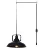 60-Watt 1-Light Black Plug-In Metal Hanging Pendant Light With Integrated Switch, No Bulbs Included -Lamp Parts black adsensty pendant lights hd3 1b zjy00066 64 1000