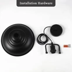 1 Light Black Dome Industrial Pendant Light With Metal Shade, No Bulbs Included -Lamp Parts black adsensty pendant lights hd5 1b zjd00066 77 1000