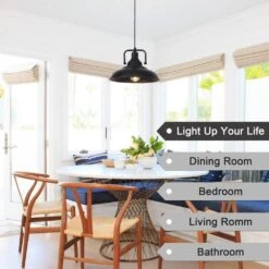 1 Light Black Dome Industrial Pendant Light With Metal Shade, No Bulbs Included -Lamp Parts black adsensty pendant lights hd5 1b zjd00066 c3 1000