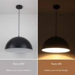 1 Light Black Shaded Farmhouse Pendant Light With Metal Dome Shade For Living Bedroom Room,No Bulbs Included -Lamp Parts black adsensty pendant lights hd5 450bw d0196 1d 1000