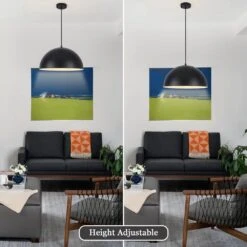 1 Light Black Shaded Farmhouse Pendant Light With Metal Dome Shade For Living Bedroom Room,No Bulbs Included -Lamp Parts black adsensty pendant lights hd5 450bw d0196 40 1000