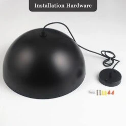 1 Light Black Shaded Farmhouse Pendant Light With Metal Dome Shade For Living Bedroom Room,No Bulbs Included -Lamp Parts black adsensty pendant lights hd5 450bw d0196 77 1000