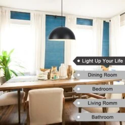 1 Light Black Shaded Farmhouse Pendant Light With Metal Dome Shade For Living Bedroom Room,No Bulbs Included -Lamp Parts black adsensty pendant lights hd5 450bw d0196 a0 1000