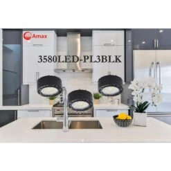 LED Black Puck Light With Power Cord (3-Pack) 9 LED Black Puck Light With Power Cord (3-Pack) -Lamp Parts black amax lighting puck lights 3580led pl3blk 1f 1000