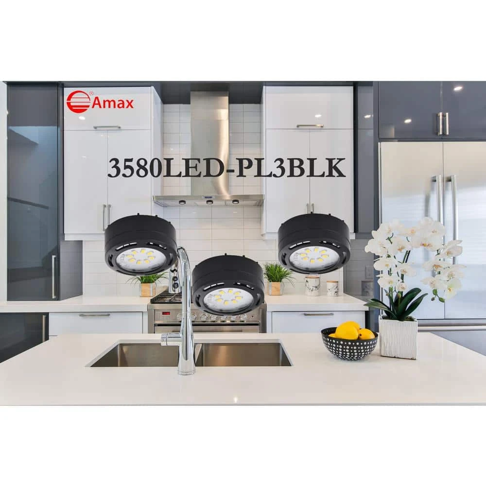 LED Black Puck Light With Power Cord (3-Pack) 6 LED Black Puck Light With Power Cord (3-Pack) - Image 4