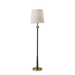 Adesso Francis 61 In. Black And Antique Brass Floor Lamps