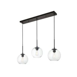 Timeless Home Blake 3-Light Black Rectangular Pendant With 7.9 In. W X 7.1 In. H Clear Glass Shade -Lamp Parts black and clear pendant lights lvn4472black 4f 1000