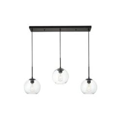 Timeless Home Blake 3-Light Black Rectangular Pendant With 7.9 In. W X 7.1 In. H Clear Glass Shade