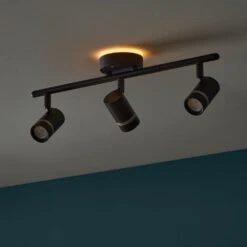 Boedy 2 Ft. 3-Light Smart Matte Black Integrated LED Fixed Track Lighting Kit With Night Light Powered By Hubspace -Lamp Parts black and gold hampton bay smart lighting kits te10c150018wbg 1d 1000