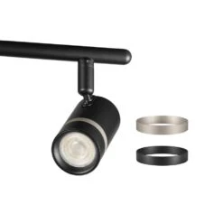 Boedy 2 Ft. 3-Light Smart Matte Black Integrated LED Fixed Track Lighting Kit With Night Light Powered By Hubspace -Lamp Parts black and gold hampton bay smart lighting kits te10c150018wbg a0 1000