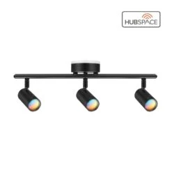 Boedy 2 Ft. 3-Light Smart Matte Black Integrated LED Fixed Track Lighting Kit With Night Light Powered By Hubspace -Lamp Parts black and gold hampton bay smart lighting kits te10c150018wbg d4 1000