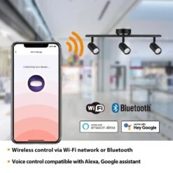 Boedy 2 Ft. 3-Light Smart Matte Black Integrated LED Fixed Track Lighting Kit With Night Light Powered By Hubspace -Lamp Parts black and gold hampton bay smart lighting kits te10c150018wbg fa 1000