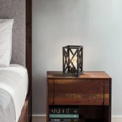 8.9 In. 1-Pack Retro Battery Powered Indoor Table Lamps, Black And Nickel Finish 10 8.9 In. 1-Pack Retro Battery Powered Indoor Table Lamps, Black And Nickel Finish -Lamp Parts black and nickel table lamps wbtl jh20 bw 4f 1000