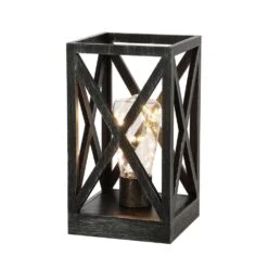 8.9 In. 1-Pack Retro Battery Powered Indoor Table Lamps, Black And Nickel Finish