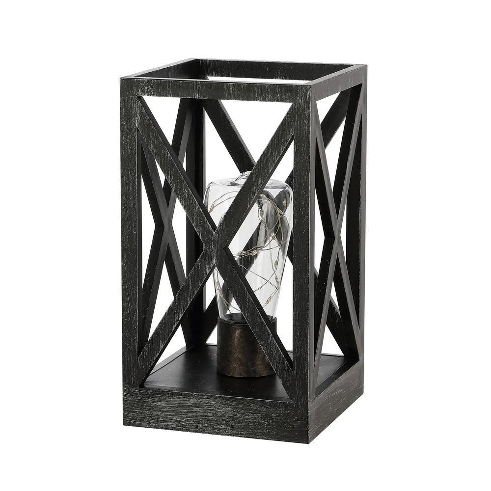 8.9 In. 1-Pack Retro Battery Powered Indoor Table Lamps, Black And Nickel Finish 4 8.9 In. 1-Pack Retro Battery Powered Indoor Table Lamps, Black And Nickel Finish - Image 2