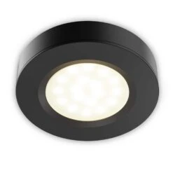Plug-in 3-Lights Soft White Integrated LED Under Cabinet Puck Light 1-Pack -Lamp Parts black bazz puck lights u00063bk 4f 1000