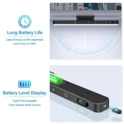 11.8 In. X 1 In. Black 3W Battery Operated Light Bar With Touch Control, 3 Colors Adjustable Mirror Lights With 120 LED -Lamp Parts black bibivis under cabinet bar lights wm22 b6j c3 1000