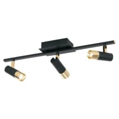 EGLO Tomares 1 Ft. 3-Light Black/Brass Integrated LED Fixed Track Lighting Kit