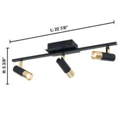 EGLO Tomares 1 Ft. 3-Light Black/Brass Integrated LED Fixed Track Lighting Kit -Lamp Parts black brass eglo track lighting kits 39146a c3 1000