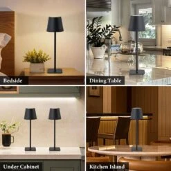 4-Pack 14 In. Matte Black LED Cordless Table Lamp, 3CCT Dimmable Portable Desk Lamps -Lamp Parts black c cattleya table lamps hca2615 4tm 31 1000