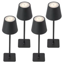 4-Pack 14 In. Matte Black LED Cordless Table Lamp, 3CCT Dimmable Portable Desk Lamps