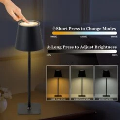 4-Pack 14 In. Matte Black LED Cordless Table Lamp, 3CCT Dimmable Portable Desk Lamps -Lamp Parts black c cattleya table lamps hca2615 4tm c3 1000