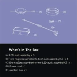 Plug-In 3-Light Black Dimmable Color Changing Integrated LED 5CCT Under Cabinet Puck Light With J-box -Lamp Parts black commercial electric puck lights 22343kitj5 bk fa 1000 1