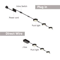 Plug-In 3-Light Black Dimmable Color Changing Integrated LED 5CCT Under Cabinet Puck Light With J-box -Lamp Parts black commercial electric puck lights 22343kitj5 bk fa 1000