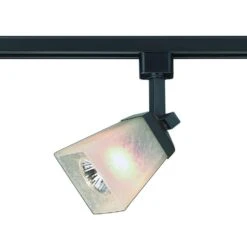 1-Light Matte Black Linen Glass Linear Track Lighting Head
