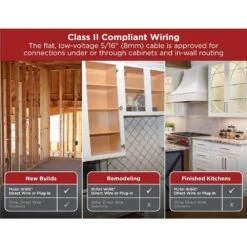 Black & Decker Push Wire White 25 Ft. LED Connector Cord Jumper Wire For Under Cabinet Lighting, Flat 5/16 In. Or 8mm Cable -Lamp Parts black decker under cabinet lighting accessories leduc25jump4wr c3 1000