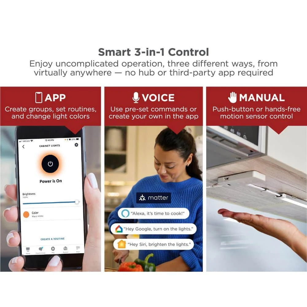 Black & Decker Push Wire White, LED, Voice Remote Control, Works With Alexa, Apple Home, Google Home, 1 EA 4 Black & Decker Push Wire White, LED, Voice Remote Control, Works With Alexa, Apple Home, Google Home, 1 EA - Image 2