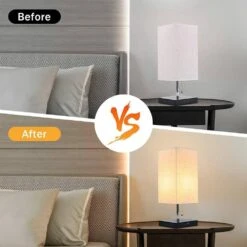 6 In. Black Metal Small Desk Lamp With 2 USB Ports Bedside Lamps For Bedroom Nightstand Lamps W/Oatmeal Shade (1-Light) -Lamp Parts black desk lamps hd usb 01 31 1000