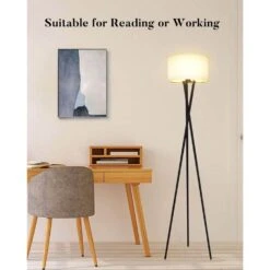 66 In. Black Tripod Floor Lamp For Living Room With Fabric Shade, Vintage Standing Lamps With E26 Bulb Included -Lamp Parts black floor lamps fl 66 b 66 1000