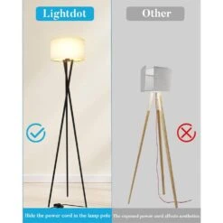 66 In. Black Tripod Floor Lamp For Living Room With Fabric Shade, Vintage Standing Lamps With E26 Bulb Included -Lamp Parts black floor lamps fl 66 b 76 1000