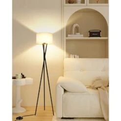 66 In. Black Tripod Floor Lamp For Living Room With Fabric Shade, Vintage Standing Lamps With E26 Bulb Included -Lamp Parts black floor lamps fl 66 b c3 1000