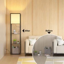 64 In. Black Dimmable Modern Standard Plus Floor Lamps With Shelves For Living Room Bedroom Office -Lamp Parts black floor lamps hd400kcjdhs 44 1000