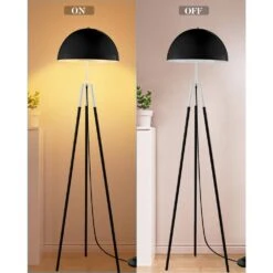 67 In. Black Tripod Floor Lamp For Living Room With Arc Lamp Shade, Vintage Standing Lamps With E26 Bulb Included -Lamp Parts black floor lamps lfll 68 b 1f 1000